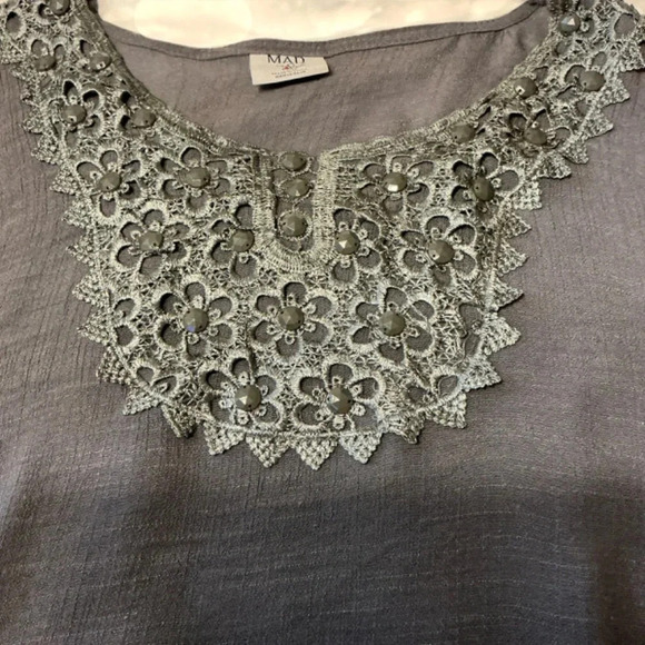 Mad Style Lace Embellished Gray Tunic, Large - Picture 4 of 9